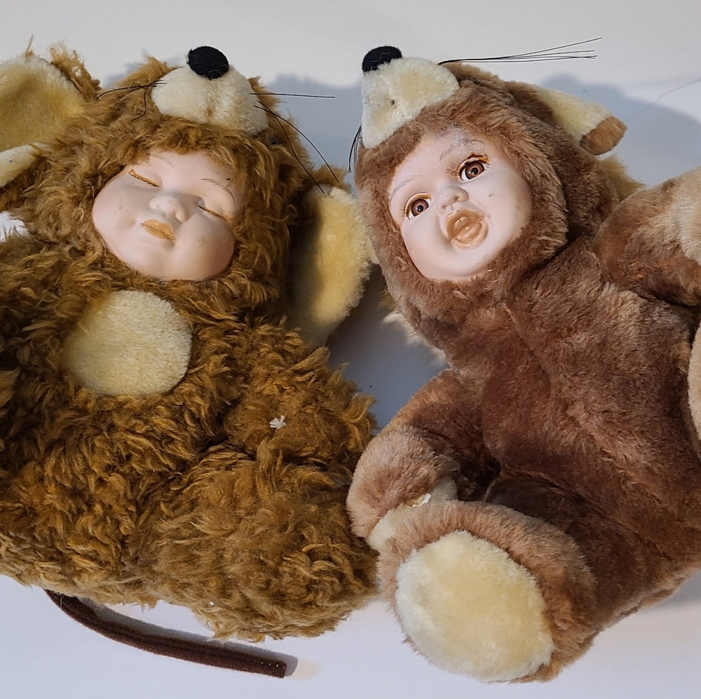 Vintage 2 Poreclain Face Stuffed Animals